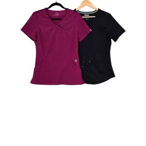 Cherokee Infinity & Scrubstar Women's V-Neck Scrub Tops Black Wine Small